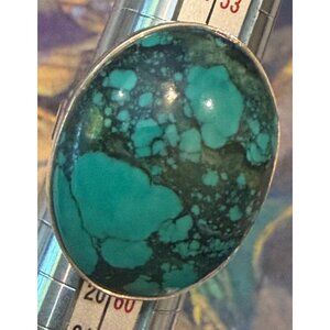 Sterling Silver Ring With Spider Web Matrix Turquoise Gemstone Oval Design
